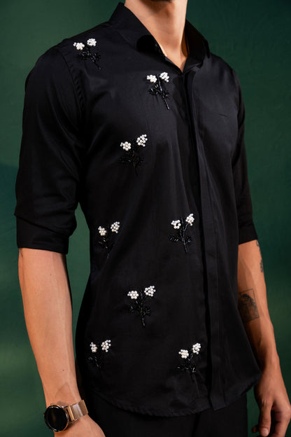 'PEARL FLOWERS' EMBROIDERED ON ONE SIDE