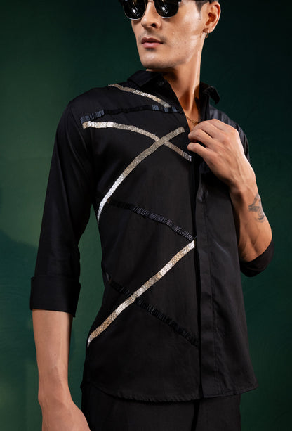"LINE PATTERN" EMBROIDERED ON A SHIRT