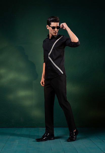 A PAIR OF LINES EMBROIDERED ON A SHIRT