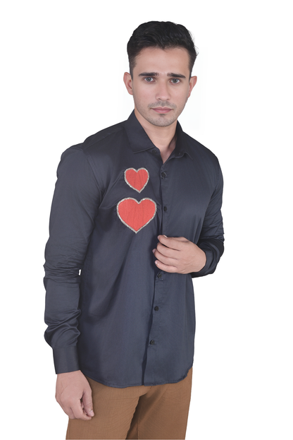 HEARTS EMBROIDERED ON A SHIRT