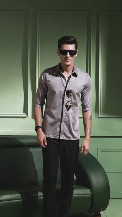 "CARD OF HEART AND DIAMOND" EMROIDERED ON A SHIRT