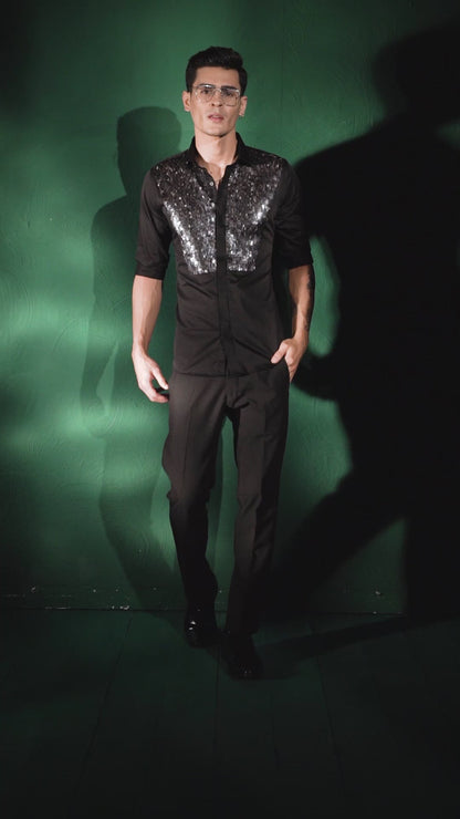 "BLACK SEQUINNED SHIRT"