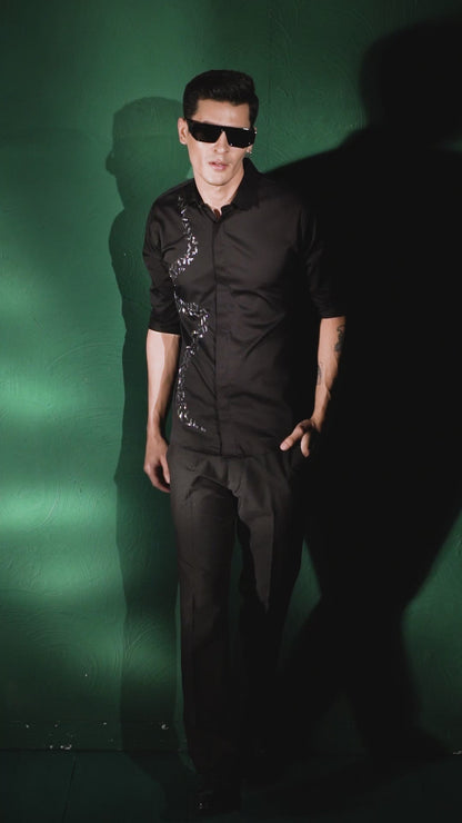 "V SHAPED EMBROIDERY ON A SHIRT"