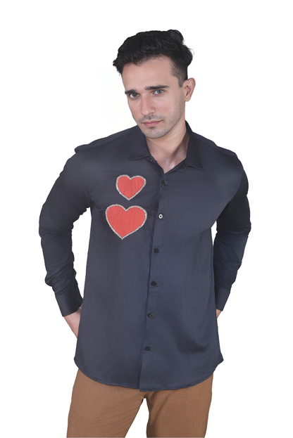HEARTS EMBROIDERED ON A SHIRT