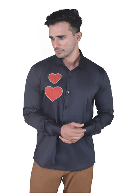 HEARTS EMBROIDERED ON A SHIRT
